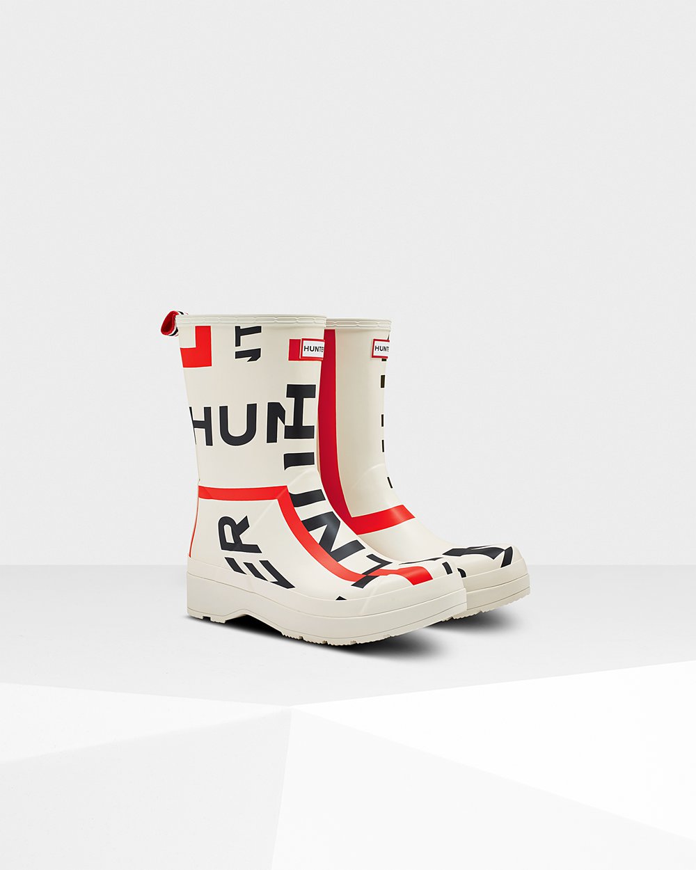 Hunter Hombre Original Mid-Height Exploded Logo Rain - Play Botas Blancas - 127-YHTXUI